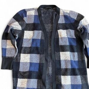 Lane Bryant blue and grey plaid cardigan